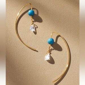 Anthropologie Turquoise Stone Threader Earrings